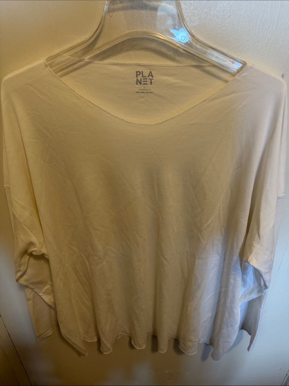 PLANET Cream Boatneck Oversized Long-Sleeve Tee
